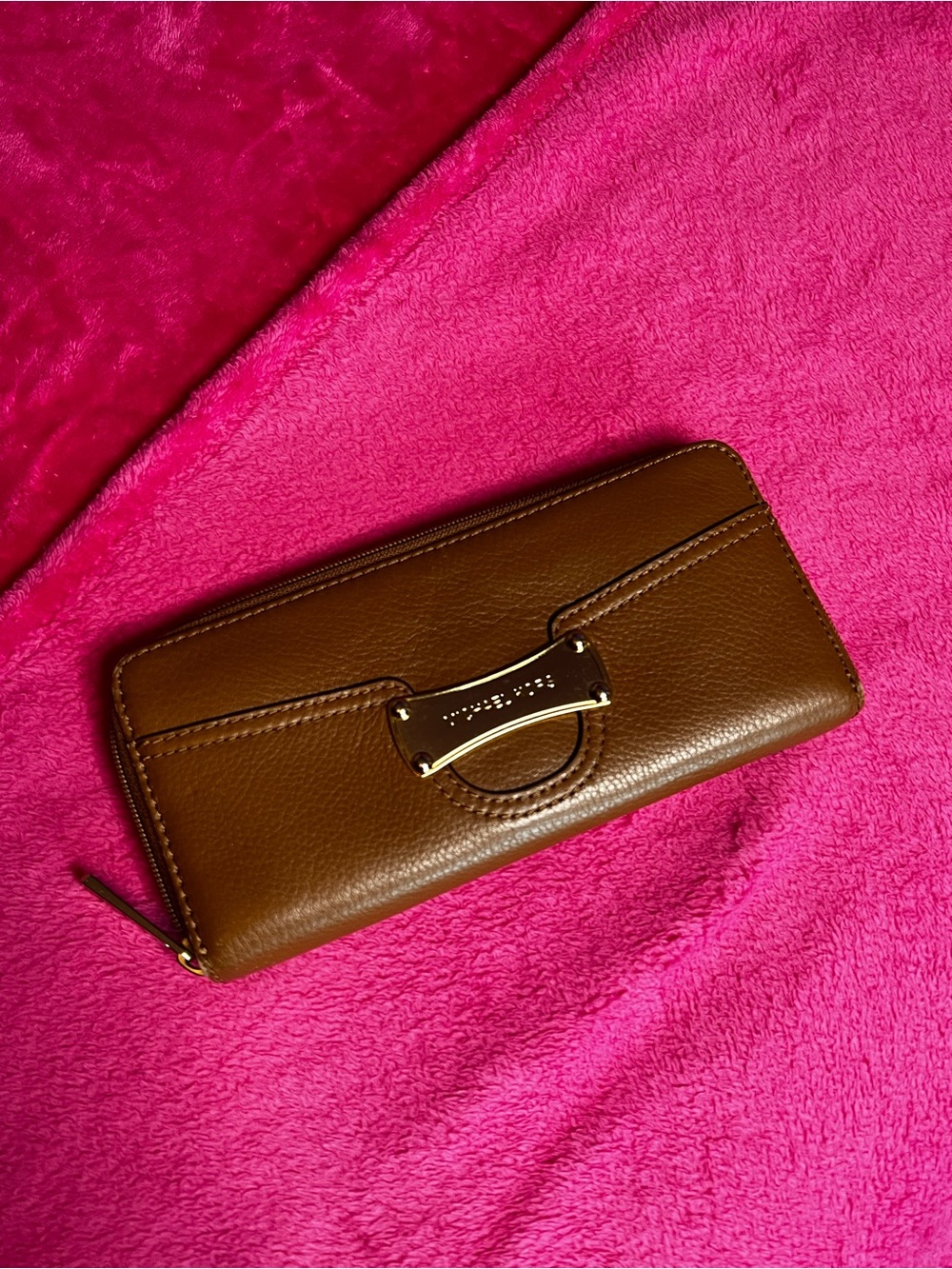 Michael Kors Brown Continental Zip Around Wallet Leather